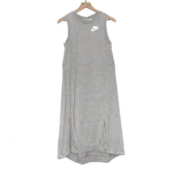NIKE Sportswear Sleeveless Slit Gray Maxi Dress S - Picture 1 of 8